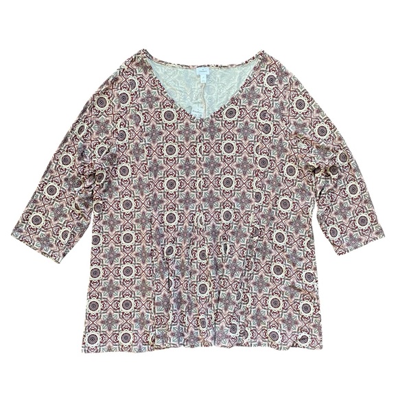dressbarn Tops - Dressbarn Women's Multicolor Floral Patterned V-Neck Relaxed Fit Top Size 3X NEW